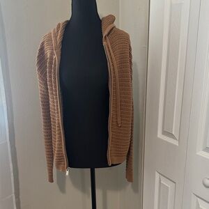 Rachel Zoe Brown Knit Zip-Up Hoodie